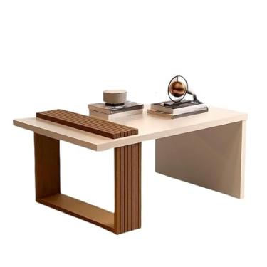 Imagem de Mesa de Centro Moderna 80x55cm - Design Sofisticado para Sala de Estar, Altura 38cm Ideal para Ambientes Confortáveis (Canela)