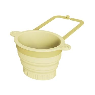 Imagem de Fenteer Coletor de resíduos de alimentos, filtro de pia suspenso, coletor de resíduos de cozinha multifuncional, filtro de drenagem de pia de drenagem rápida, Amarelo