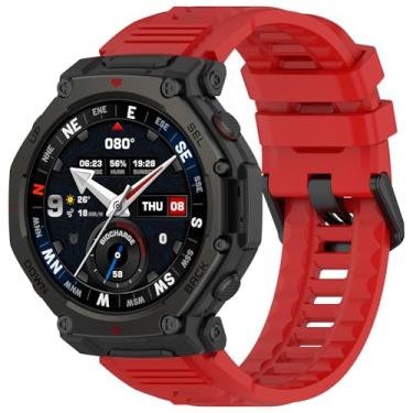 Imagem de Pulseira para relógio Amazfit T-Rex3 Pro, feminina, masculina, de silicone ajustável, de liberação rápida, adequada para relógio inteligente Amazfit T-Rex 3 Pro de 48 mm (vermelho)