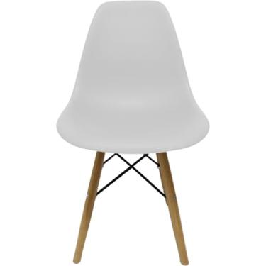 Imagem de Cadeira Eiffel Charles Eames Adulto 81cm com Pés em Eucalipto Jantar Área Gourmet Jt Home (ASSENTO BRANCO, 1 CADEIRA)