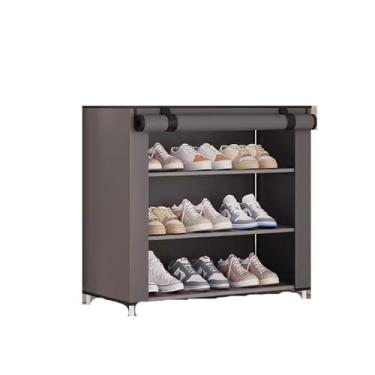 Imagem de hezhuhe2258 Banco de sapato simples porta porta casa à prova de poeira caixa de aluguel com gabinete dormitório multicamadas grande capacidade para entrada (cinza)