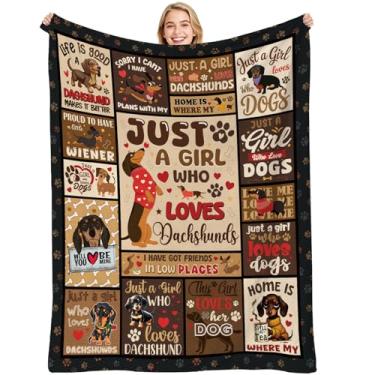 Imagem de VISSTREE Cobertor de cachorro Dachshund, presentes de cachorro Weiner para mulheres, cobertor de flanela macio felpudo para amantes de dachshund para amantes de dachshund casa, quarto, cama, sofá