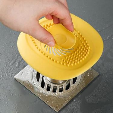 Imagem de 1 ralo antientupimento de silicone, filtro de ralo de pia de cozinha, protetor de cabelo para tela de filtro de pia de banheiro, amarelo
