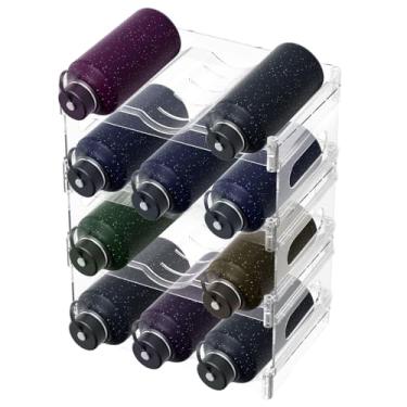 Imagem de Suporte de garrafa de vinho acrílico, organizador de garrafa de água, rack de vinho empilhável transparente, seleção de 3 ou 4 níveis, prateleira de vinho resistente, perfeita para cozinha, armários