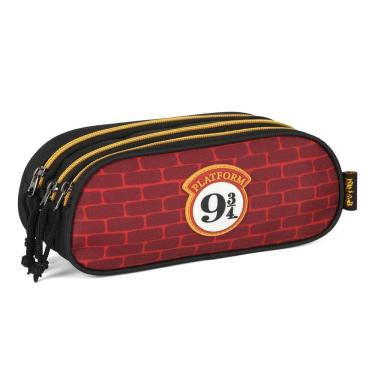 Imagem de Estojo Triplo Escolar Harry Potter Cor Vinho Luxcel Hogwarts