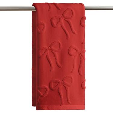 Imagem de Artoid Mode 1 peça de toalhas de mão jacquard com laço 3D vermelho para banheiro, 100% algodão macio absorvente toalha de decoração de banheiro, 14,7 x 29,5 polegadas