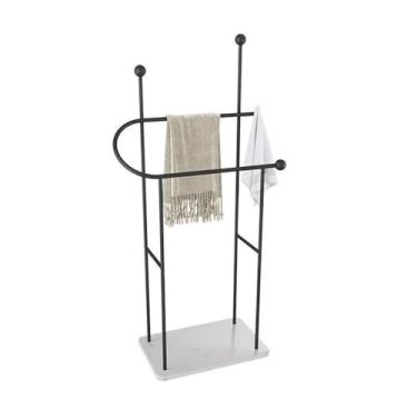 Imagem de porta-toalhas Toalheiro de armazenamento do banheiro simples piso mármore em pé toalheiro banheira rack(Without basket)