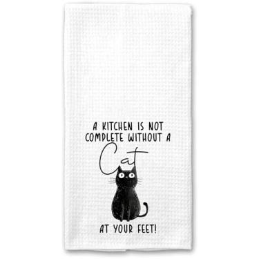 Imagem de GoGiArt A Kitchen Is Not Complete Without A Cat Towel - Lovely Cat - Prato temático - Cozinha - Toalha de prato