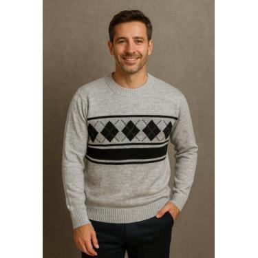 Imagem de Sueter masculino social frio blusa casaco la - Generica, Cinza, u