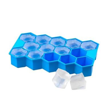 Imagem de Forma de Gelo Silicone Life NT-9 Formato Colmeia 14 Furos, Fôrma Retangular Ecológica em Silicone de Grau Alimentício