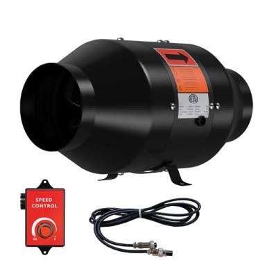 Imagem de FICBXRA Ventilador de duto em linha de 10 cm com controlador de velocidade - Ventilador de exaustão de ventilação com motor EC para impulsionador de resfriamento de aquecimento, barracas de cultivo
