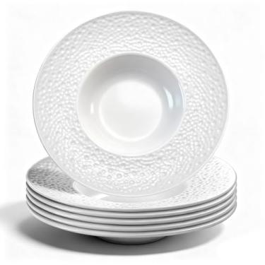 Imagem de Berglander Conjunto de 6 tigelas de sopa com borda, reutilizáveis, 255 g, pratos multiuso para sopa de cogumelos, massas, frutas, sorvete, sobremesa, lanche, salada, inquebrável para crianças