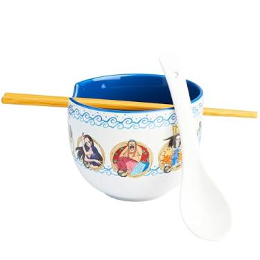 Imagem de Get Trend Conjunto de 3 peças de tigela de ramen com pauzinhos de bambu, colher para crianças, adolescentes e adultos, tigela de macarrão de 590 ml, presente de anime seguro para micro-ondas para