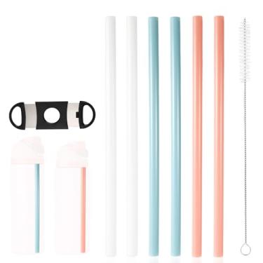 Imagem de 6pçs Canudos Reposição, Compatíveis com Garrafas de Água Owala FreeSip de 24oz e 32oz Canudos Plástico Reutilizáveis com Escova Limpeza e Ferramenta Corte 3 Cores Acessórios para Copos
