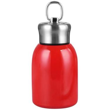 Imagem de Mini garrafa de água isolada a vácuo de aço inoxidável para bebidas quentes e frias, xícara de café de viagem 300 ml (vermelha)