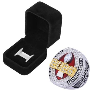 Imagem de guancrown Anel de Campeonato de Futebol de Fantasia 2026 com BoxAward Prize Trophy Sports Winner MVP FFL Anel (4, tamanho 14)