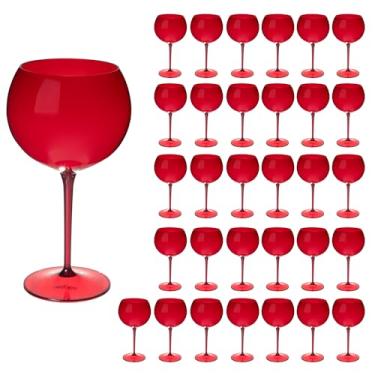 Imagem de Taça De Gin Curves 600ml Kit 32un Acrílico Alto Padrão (VERMELHO)