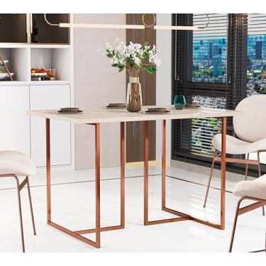 Imagem de Mesa Sala De Jantar Mali 1,20x0,80 Estilo Industrial (off/cobre)