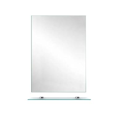 Imagem de Espelho Decorativo 30x40cm com Prateleira de Vidro e Kit de Instalação – Ideal para Banheiro Sala Quarto e Lavabo