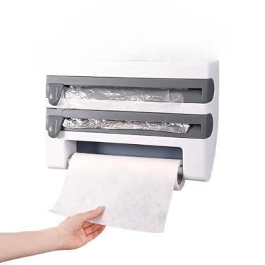 Imagem de Organizador de Cozinha, Porta Papel Toalha com Suporte para Papel Alumínio, Ganchos(4 EM 1)