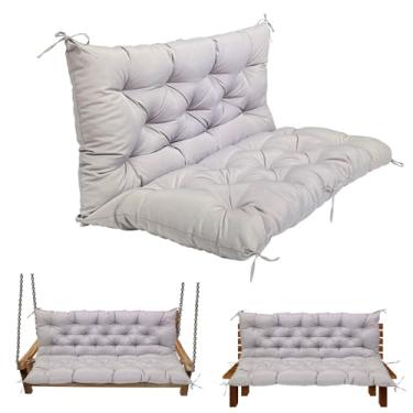 Imagem de LQQSDPJ Almofadas de substituição de balanço para exterior: almofada impermeável de banco de 2 a 3 lugares com laços - almofada de balanço de 10 cm de espessura para móveis de jardim e varanda