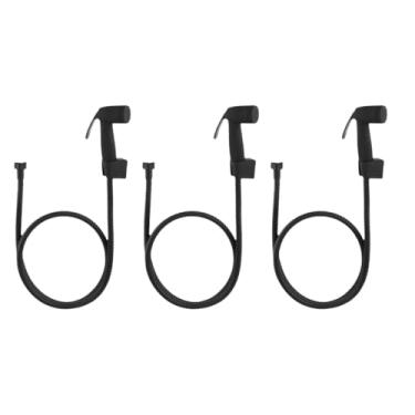 Imagem de 3 Kit Ducha Higiênica com Mangueira de Aço Inox 1,20 m e Chuveirinho Preto – Alta Resistência e Design Moderno