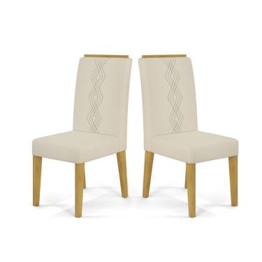 Imagem de Cadeira De Jantar Yasmin Conjunto Com 2 Cadeiras Cedro Com Veludo Neve