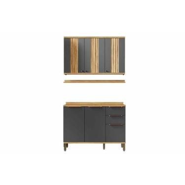 Imagem de Cozinha Completa Sauvignon 3 Peças (1aéreo+1balcão+1complemento) C3p48 Amendoa-grafite - Ronipa