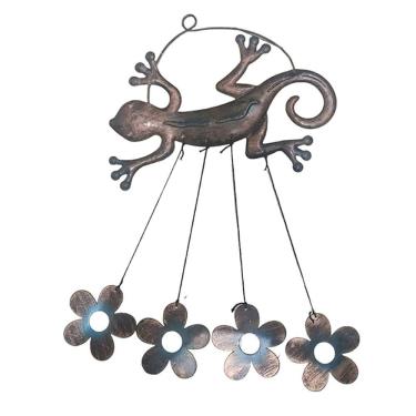 Imagem de Sino Dos Ventos Lagarto Flores Kit 2 Unidades Decoraçao Varanda Enfeite Quintal Jardim Ambiente Externo