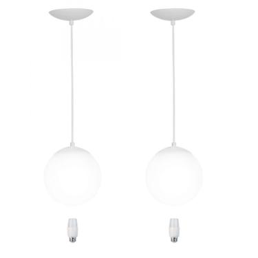 Imagem de Kit 2 Pendentes Orby Bolinha Branco + Lampada 6000k