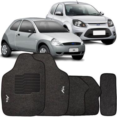 Imagem de Jogo de Tapete Automotivo Carpete Ford Ka 1996 à 2013 Soft Logo Bordado 5 Peças