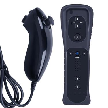 Imagem de ZWP Replacement Remote Controller for Wii & Wii U, Built-in 2 in 1 Motion Plus with Silicon Case and Nunchuck (Black)