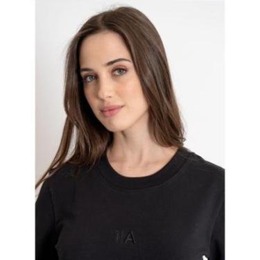 Imagem de Camiseta Feminina Aleatory Gola Alta Vivid Preto-Feminino