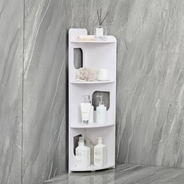 Imagem de lokubond Prateleiras de canto de 4 camadas, organizador de banheiro, suporte de papel higiênico, estante de canto para sala de estar, quarto, cozinha, escritório (branco de 4 camadas)