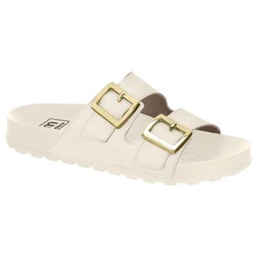 Imagem de Chinelo Slide Feminino Napa Branco Off Ouro Claro Moleca 5436.401-Feminino
