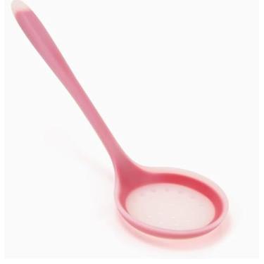 Imagem de Coador de concha de cozinha, colher grande com fenda, escumadeiras antiaderentes para escorrer e fritar (vermelho)