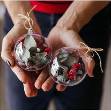 Imagem de 50 Esferas Acrílicas 7cm Divisíveis Transparente | Bolas Para Artesanato, Decoração, Festas, Natal e Personalização Criativa