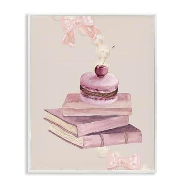 Imagem de Stupell Industries Cherry Macaron on Book Stack White Framed Giclee Art, design por Jesse Keith, 76 x 61 cm
