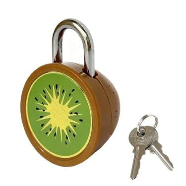Imagem de Cadeado de frutas bonito melancia mini cadeado com chaves - para caixa de joias, bolsa, mochila, armário, baú do tesouro, malas, armários de trabalho, caixa de cartas, diário, caderno (kiwi)