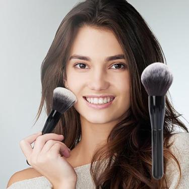 Imagem de Pincel de pó solto profissional macio blush em pó contorno pincéis de maquiagem ferramentas de cosméticos tamanho grande (tipo chama)