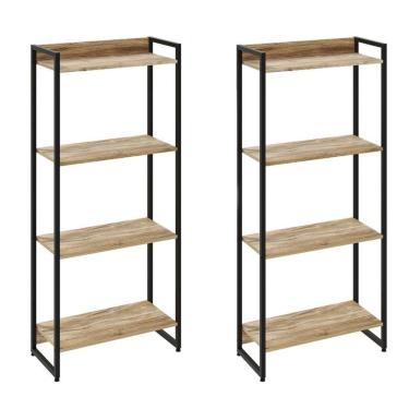 Imagem de Kit 2 Estantes Escritório 4 Prateleiras 145x60cm Carvalho