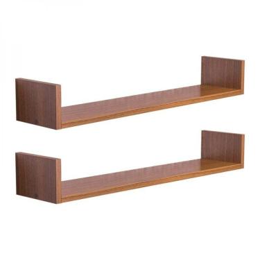 Imagem de Kit 2 Prateleiras U 80 x 20cm Freijó Invisível