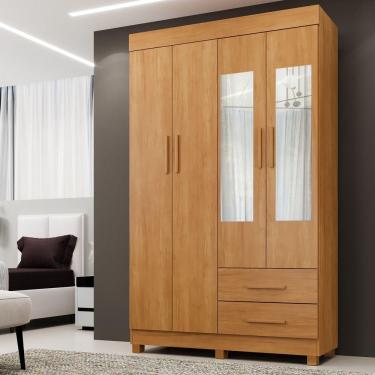 Imagem de Guarda Roupa New Copacabana 4 Portas 2 Gavetas 5 Prateleiras Cinamomo