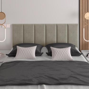 Imagem de Cabeceira Almofadada Queen 160 Cm Paris - Suspensa Suede Mdf Pérola - Movelove