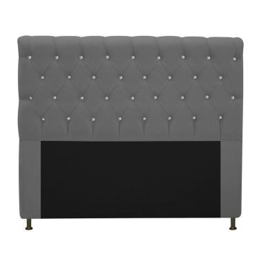 Imagem de Cabeceira Cristal 195cm King Size com Strass Suede Cinza