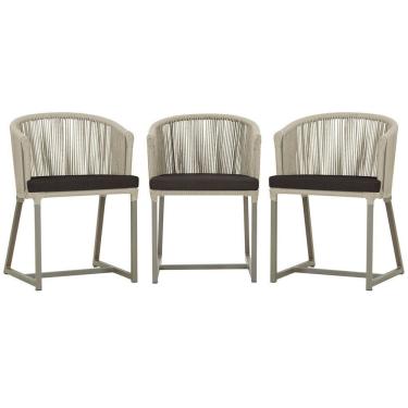 Imagem de 3 Cadeiras De Jantar Noronha Fendi Corda Náutica E9 Trama Rami