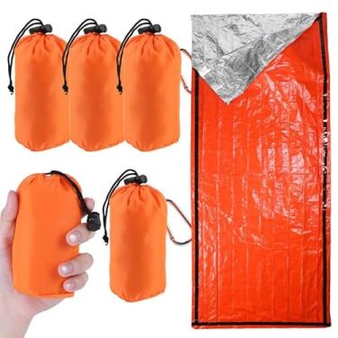 Imagem de Saco de dormir de emergência – Cobertor de emergência portátil para equipamentos de sobrevivência, saco térmico com fivela tipo D, impermeável e leve para acampamento, caminhada, ao ar livre (pacote