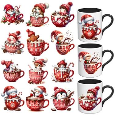 Imagem de Adesivos UV DTF de Halloween - 12 folhas de café UV DTF para canecas de café vidro, decalques UV DTF DIY para copos, esfregar à prova d'água em transferências para artesanato