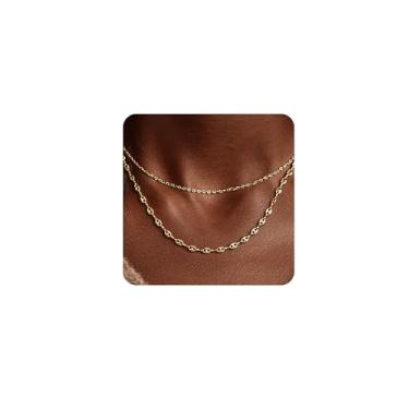 Imagem de Vavily Corrente de ouro 14K banhada a ouro 14 K com clipe de papel, corrente grossa, minimalista, corrente de ouro em camadas, colares gargantilhas para mulheres, Latão, Sem Pedra Preciosa