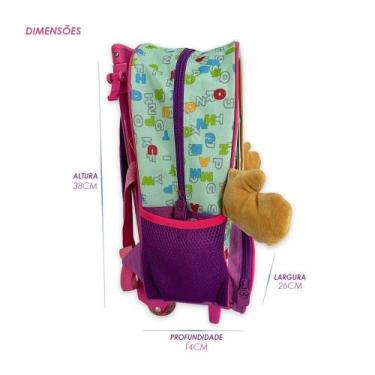Imagem de Mochila Escolar Infantil Rosa Com Rodinha - Rena - Rocie